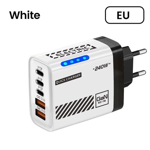240W chargeur rapide Type C Charge rapide 3.0 5 Ports USB C adaptateur de chargeur mural pour iPhone 15 16 Samsung Xiaomi PD USB chargeur rapide