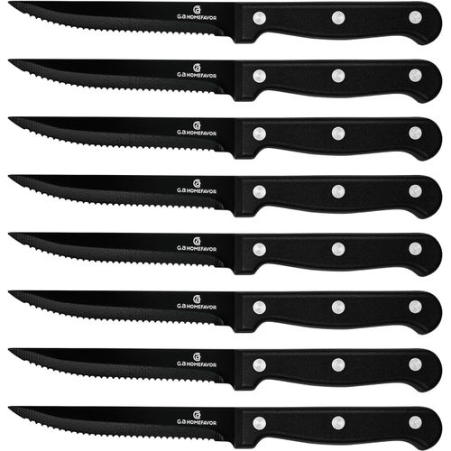 8 Pièces Couteaux À Steak De Cuisine Avec Lame Dentelée, Ensemble De Couteaux Et Ustensiles De Cuisine, Manche Synthétique Robuste