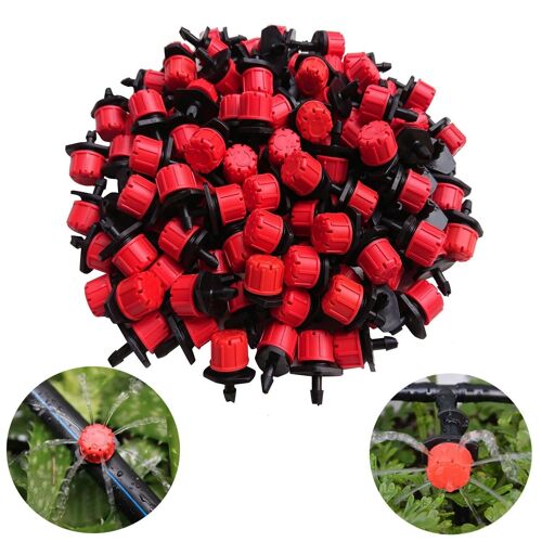 100 Pcs Goutteur Irrigation R¿¿glable, T¿ºte de gicleurs d'irrigation Irrigation Drippers Goutte ? Goutte Arrosage Micro Gicleurs Emetteur Goutte Syst¿¿me pour Home Garden Patio
