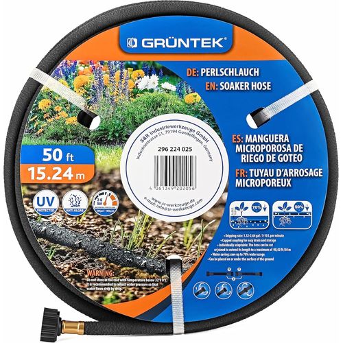 Tuyau Microporeux Arrosage Goutte à Goutte de 15,24 M avec connecteur de 1,2 cm, diamètre intérieur de 12 mm, débit d'égouttement : 5 L-10 L par min