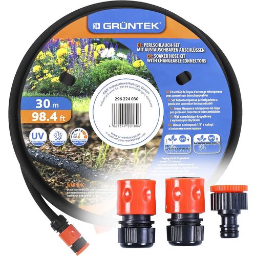Tuyau Microporeux Arrosage Goutte à Goutte de 15,24 M avec connecteur de 1,2 cm, diamètre intérieur de 12 mm, débit d'égouttement : 5 L-10 L par min