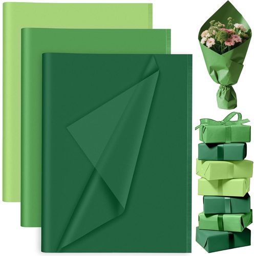 TEPPC-60 feuilles de papier de soie vert Saint Patrick, papier d'emballage cadeau pour bricolage emballage cadeau anniversaire mariage vacances papier fleur, vert
