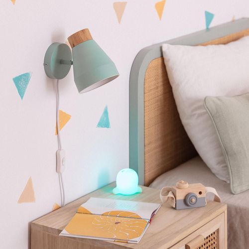 Lampe Murale Métal Et Bois Lypo Vert Céladon