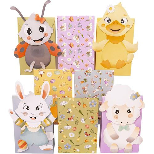 Set De Sacs En Papier Monde Des Lapins De Pâques 8 Motifs De Pâques Emballage Cadeau Nid De Pâques À Décorer Et Remplir