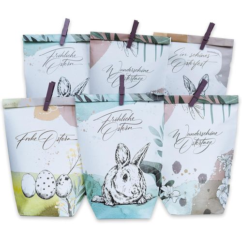 Set De Sacs En Papier Monde Des Lapins De Pâques 8 Motifs De Pâques Emballage Cadeau Nid De Pâques À Décorer Et Remplir