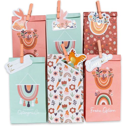 Set De Sacs En Papier Monde Des Lapins De Pâques 8 Motifs De Pâques Emballage Cadeau Nid De Pâques À Décorer Et Remplir