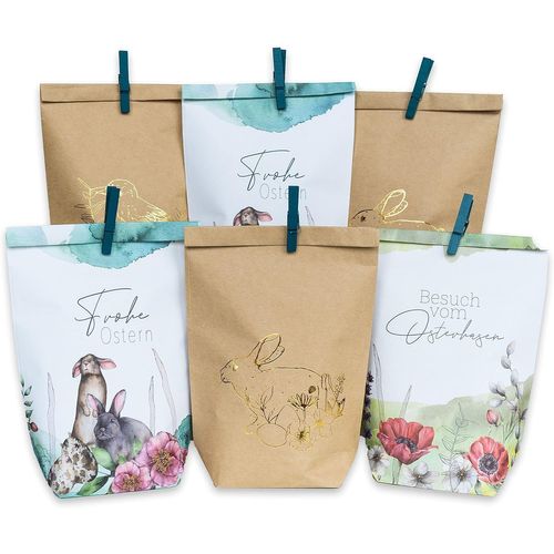Set De Sacs En Papier Monde Des Lapins De Pâques 8 Motifs De Pâques Emballage Cadeau Nid De Pâques À Décorer Et Remplir