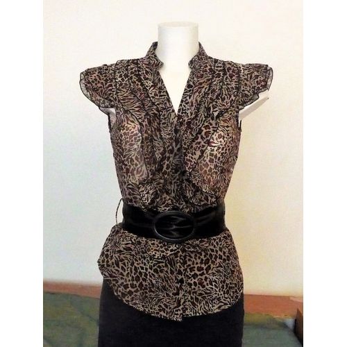 Top/ Chemise Multicolore Semi Transparente À Manches Courtes- Taille 36- Mim