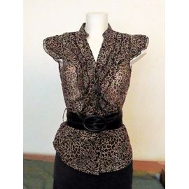 Top/ Chemise Multicolore Semi Transparente À Manches Courtes- Taille 36- Mim