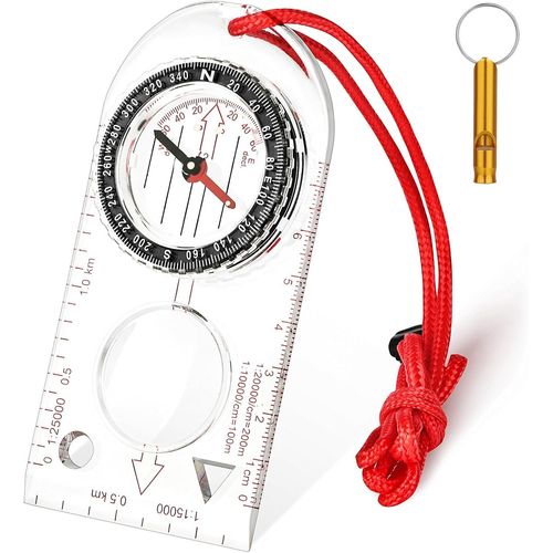 Sept-Flintronic Boussole De Navigation, Boussole D'orientation Avec Fonction Lumineuse, Boussole Randonnée, Étanche, Avec Déclinaison Réglable, Pour Lecture Carte Expédition Navigation Course Orienta