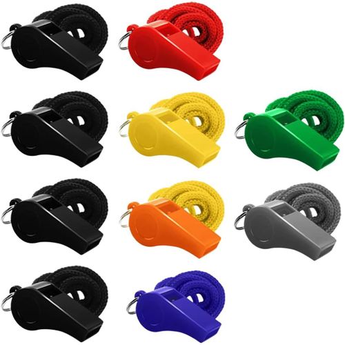 Sept-Lot De 10 Sifflets En Plastique Pour Arbitre, Sifflets De Sport Pour Enseignants De Football, Entraîneurs, Survie, Camping, Sauvetage, Fête