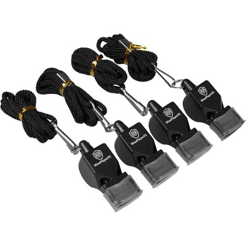 Sept-Sifflets Pour Entraîneurs De Football - 4 Sifflets D'arbitre Noirs Avec Cordon Et Sac