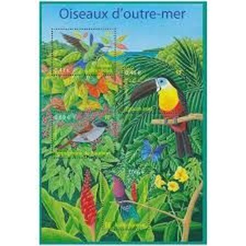 Série Nature De France (18) : Oiseaux D'Outre-Mer Bloc Feuillet 56 Année 2001 N° 3548 3549 3550 3551 Yvert Et Tellier Luxe