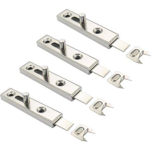 SEPT-Lot de 4 petits verrous de meuble en métal - 70 mm - Verrou coulissant avec angle de butée - Petit verrou de porte de 70 mm - Fermeture à loquet
