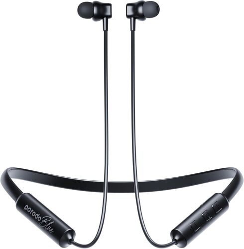 LORANKA-Blue ENC Écouteurs intra-auriculaires tour de cou, appels clairs et son supérieur, batterie 200 mAh, 28 heures d'autonomie, Bluetooth 5.3, basses profondes ¿ Noir