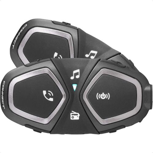 Connect Hd - Double Casque Moto Écouteurs Stéréo Haute Fidélité 40 Mm, Utilisation Pilote - Distance 300 Mt, Autonomie 12 Heures, Radio, Gps, Tft, Étanche Ipx67