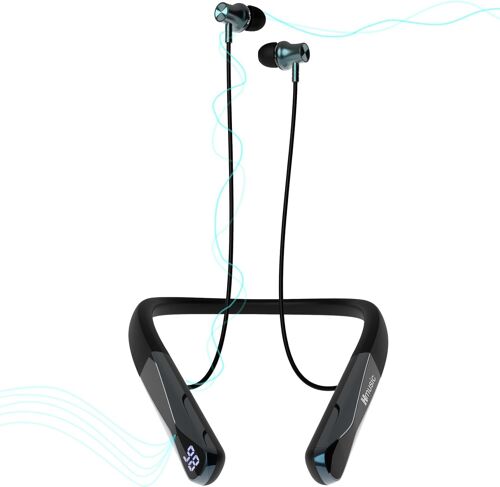 H08 Casque Tour De Cou Bluetooth 6.0, Retour Vocal, Micro Sans Fil, Batterie Longue De 35 H, Poids Léger, Étanchéité Ipx5, Affichage De L'Alimentation, Alerte D'Appel Autour Du Cou, Écouteurs