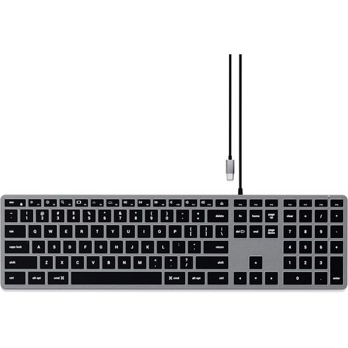Clavier Avec Câble Slim W3 Rétroéclairé Avec Pavé Numérique, Qwerty Anglais, Clavier Lumineux Usb-C Pour Macbook Pro/Air, Ipad Pro/Air, Mac Mini, Imac Et Plus ¿ Gris, Disposition Us