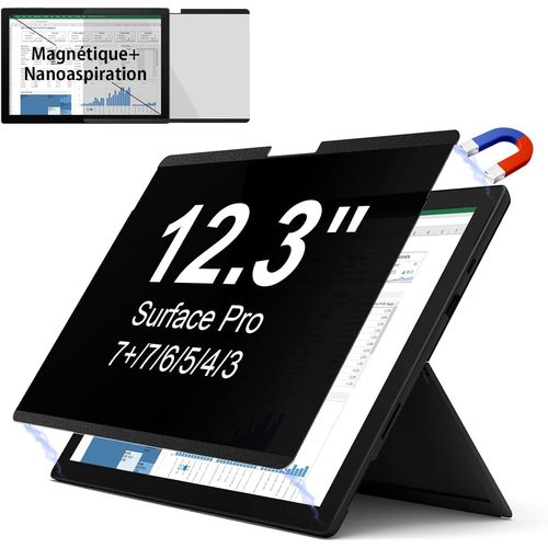 Filtre de Confidentialité Magnétique pour Microsoft Surface Pro 7 Plus/7/6/5/4/3-12,3 Pouces,Movible,Anti-espion,Anti-espion,Protection de Confidentialité