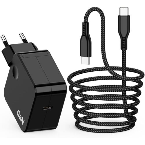 acdsgd-67W USB-C GaN Rapide Chargeur Ordinateur Portable pour Macbook Pro/Air 13 Pouces M1 M2 M3 M4 65W Type-C Chargeur pour ASUS Lenovo HP Samsung Huawei PC Tablette Smartphone Laptop, Câble tressé, Noir