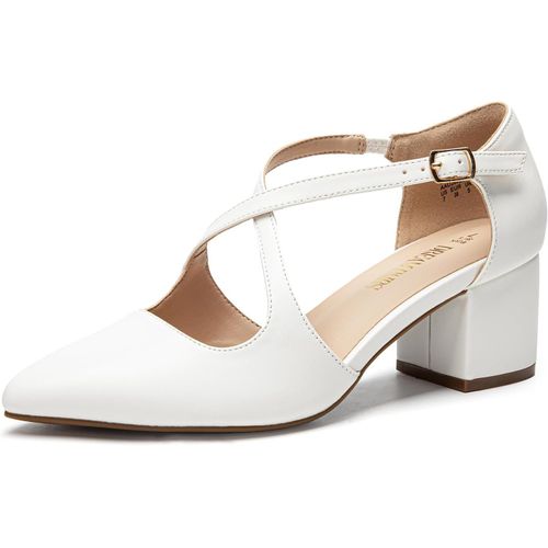 Escarpins À Talons Fermés À Bout Pointu Pour Femme Avec Sangle Croisée Pour Fête, Danse, Mariage