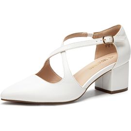 Escarpins À Talons Fermés À Bout Pointu Pour Femme Avec Sangle Croisée Pour Fête, Danse, Mariage