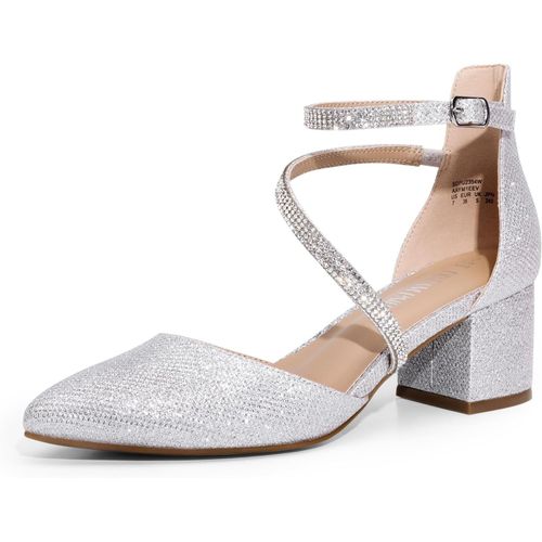 Escarpins À Talons Bas Et Épais Avec Sangle De Cheville Pour Femme - Bout Pointu Fermé
