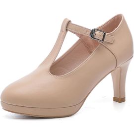 Femmes Talon Plateforme Sexy Escarpins Soirée Bout Ronde Lanière En T Talons Hauts