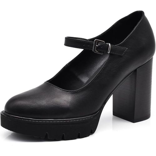 Fashion Chaussures À Talons Chunky Décolté Femmes Mary Jane Bretelles Bout Carré Hf-90