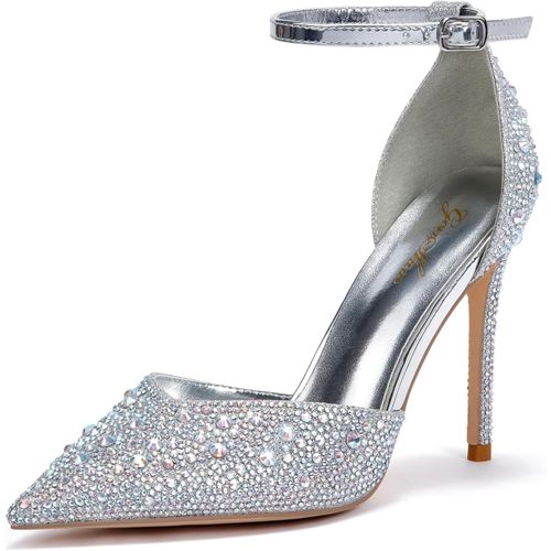 Escarpins À Talon Aiguille Pour Femmes Talons Hauts En Strass 10 Cm/3,94 Pouces Chaussures À Talons Sexy À Paillettes Talons Pour Fête Talons De Mariée À Bout Pointu