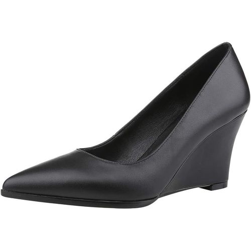 Femmes Cuir Véritable Bout Pointu 5.5cm/8cm Talon Compensé Escarpin Bureau Travail Talons Hauts