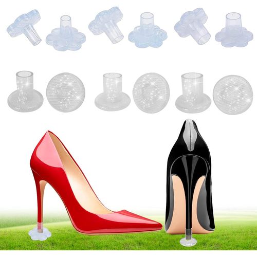 6 Paires Protege Talon Chaussure, Talons Fins Brillants Protecteur Talon Chaussure 3 Tailles Antidérapantes Protege Talon Aiguille Herbe Transparente Talons Hauts Pour Les Occasions Formelles Mariage