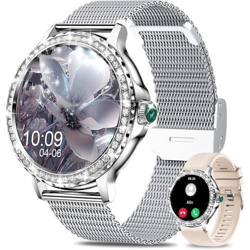 Montre Connectée Femme Avec Appel Bluetooth, 1.3"" Hd Smartwatch Santé Au Féminin, 120+ Modes Sportifs, Sommeil, Fréquence Cardiaque, Spo2, Ip68 Étanche, Montre Intelligente Pour Android Ios, Argent