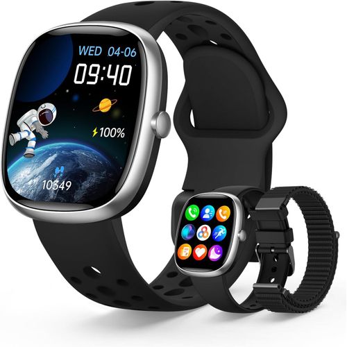 KALANKA-Fitness Tracker Montre Connectée Enfant avec 100+ Modes Sportifs, Podomètre, Cardiofrequencemètre, Moniteur de Sommeil, 20 Jeux, IP68 Étanche, Cadeau pour Garçons et Filles de 5 à 16 Ans Noir