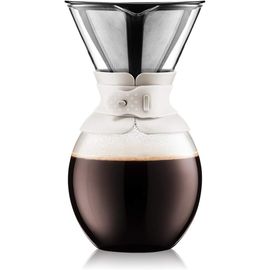 - 11593-913S - Pour Over - Cafetière, Filtre Permanent Maille Inox, 12 Tasses - 1.5 L, Blanc