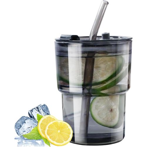 Gobelet En Verre Avec Paille Et Couvercle Étanche