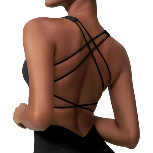 Soutien-Gorge De Sport Dos Nu Pour Femme Avec Bretelles Spaghetti Et Dos Croisé - Soutien À Faible Impact - Pour Le Sport, Le Yoga