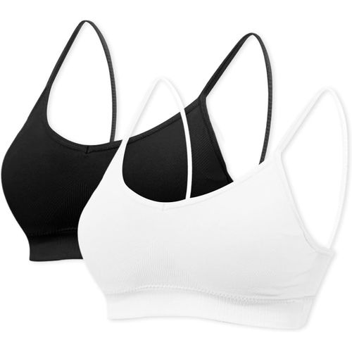 2pcs Soutiens Gorge Sans Armatures Pour Femme, Bustier Sans Coutures Soutien Gorge De Sport Sommeil Yoga Avec Bretelles Simples Et Coussinets Amovibles