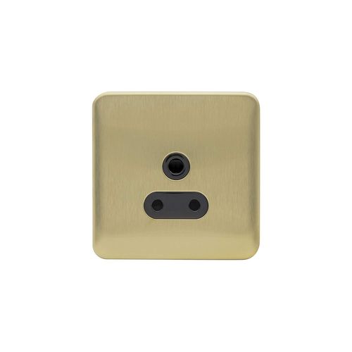 Lisse Screwless Deco Ggbl3080Bsb Prise De Courant Simple Sans Interrupteur, Broche Ronde, 5 A, Laiton Satiné Avec Insert Noir
