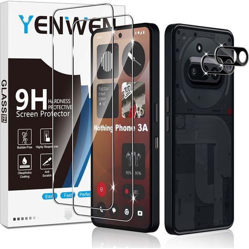 Lot De 2 Films De Protection D'écran Pour Nothing Phone 3a En Verre Trempé Avec 2 Protections D'appareil Photo, Dureté 9h, Hd Transparent