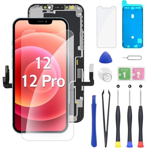 Kalanka-Écran Lcd Iphone 12 6.1"" Écran Iphone 12 Tactile De Réparation Complet + Protecteur D'écran + Adhésif Étanche A2172, A2402, A2404 A2403, A2341, A2406, A2408,A2407