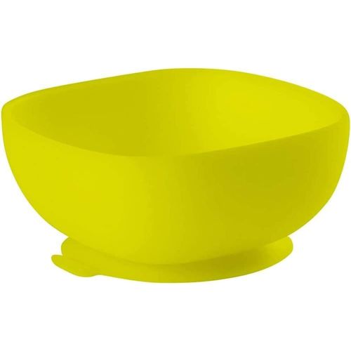 Kalanka-B¿¿Aba, Bol Ventouse Pour Enfant, 100% Silicone, Mati¿¿Re Douce Et Tr¿¿S Resistante, Adh¿¿Re Table/Tablette Chaise Haute, Languette Permettant De Soulever L¡¯Assiette, Compatible Micro-Onde, Jaune