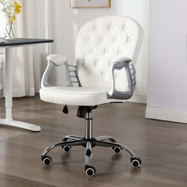 Vidaxl Chaise De Bureau Pivotante Blanc Similicuir