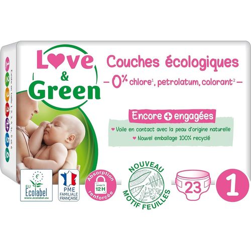 Kalanka-- Couches Bébé Saines Et Ecologiques - Taille 1 (2-5 Kg) - 23 Couches - Absorbante, Anti-Fuites Et Sans Ingrédients Indésirables
