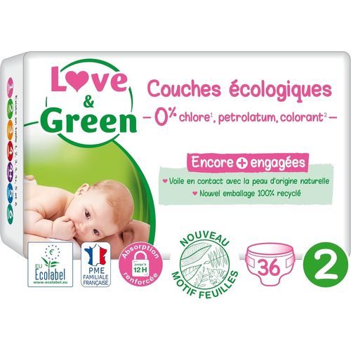 Kalanka-- Couches Bébé Saines Et Ecologiques - Taille 2 (3-6 Kg) - 36 Couches - Absorbante, Anti-Fuites Et Sans Ingrédients Indésirables