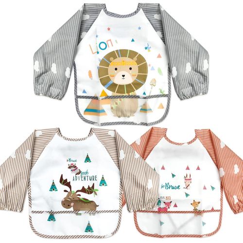 Kalanka-Bavoirs Bebe Bavoir Manches Longues Bebe Bavoir Imperméable Bébé Unisexe Pour Bébé De 6 Mois À 3 Ans