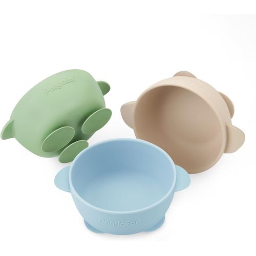 Kalanka-3 Bols À Succion Pour Bébé, Bols En Silicone Antidérapants Pour Enfants Et Tout-Petits, Idéal Pour Le Baby-Led Weaning, Sans Bpa - Bleu/Vert/Marron