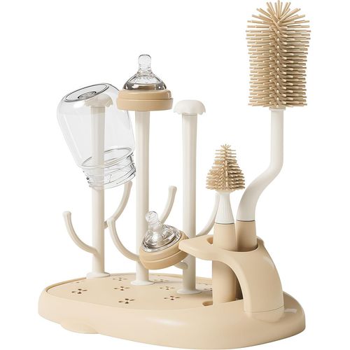 Kalanka-Sèche Biberons Avec Brosse De Nettoyage Egouttoir Biberons,Egoutte Biberons Arbre,Amovible Séchoir Pour Bébé Bouteilles,Supports De Séchage De Bouteilles Utilisé Pour Sécher Sucettes Biberons
