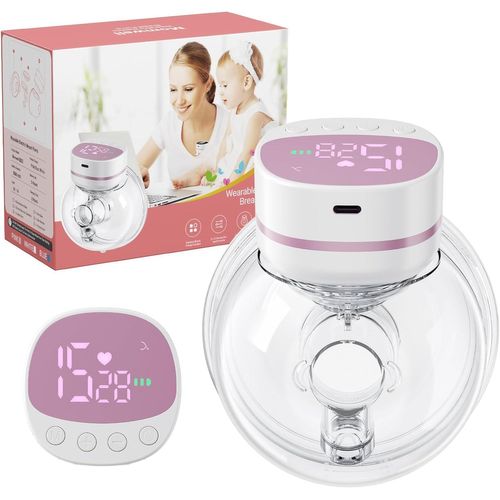 Kalanka-Tire-Lait Mains Libres, Tire-Lait Portable De La Bouche De Bébé Avec 5 Modes Et 15 Niveaux, Tire-Lait Électrique Portable - Bride 19/21mm (Rose Et Blanc,1pcs)