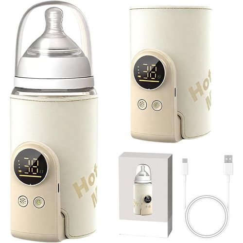 Kalanka-Chauffe Biberon Portable, Chauffe Biberon Portable Usb Sans Fil Avec Écran Lcd 6 Niveaux De Réglage, Chauffe-Biberon Électrique 8000mah, 24 Heures D'isolation, Bottle Warmer For Travel